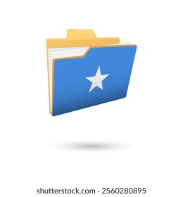 Vector illustration of Somalia flag isolated in file folder on white background.