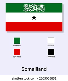 Vector Illustration of Somaliland flag isolated on light blue background. Illustration Somaliland flag with Color Codes. As close as possible to the original. ready to use, easy to edit. 
