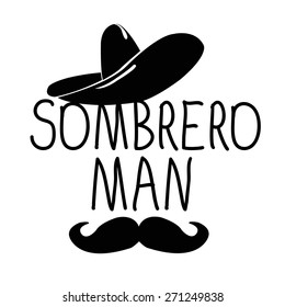 vector illustration with sombrero, mustache and signature