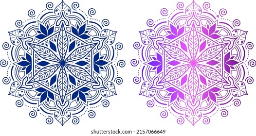 Ilustración vectorial de algunos patrones azul y rosa sobre un fondo blanco