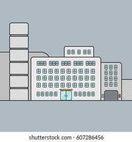 Vector illustration of some building. Concept on the grey background.