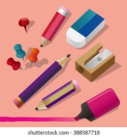 Vector illustration of some cute stationery items