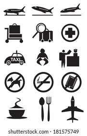 Vector illustration of some icons and signs commonly found in airport.