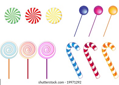 Vector illustration of   some popular english sweets/candy