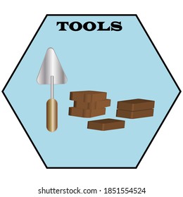 Vector illustration. Some tools for building, repairing on a blue background. Poster, banner, brochures, websites, online tools shops. 