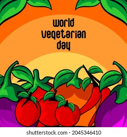 ilustración vectorial de algunas hortalizas, día vegetariano, 10 de octubre