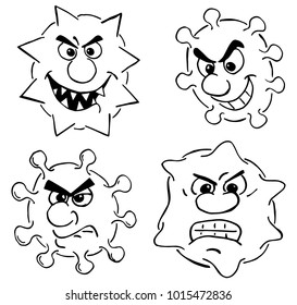 vector illustration of some wild cartoon viruses