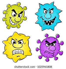vector illustration of some wild cartoon viruses