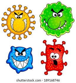 vector illustration of some wild cartoon viruses