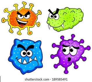 vector illustration of some wild cartoon viruses