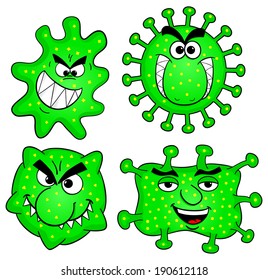 vector illustration of some wild cartoon viruses