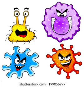 vector illustration of some wild cartoon viruses