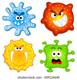 Ilustración vectorial de algunos virus salvajes de dibujos animados