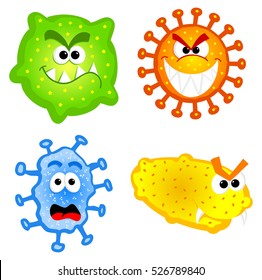 vector illustration of some wild cartoon viruses