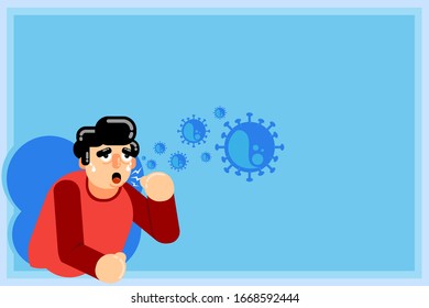 Vector Illustration Of Someone Coughing Spreading The Corona Virus