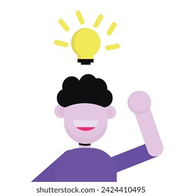 Una ilustración vectorial de alguien que tiene una idea fresca con una expresión alegre en su cara