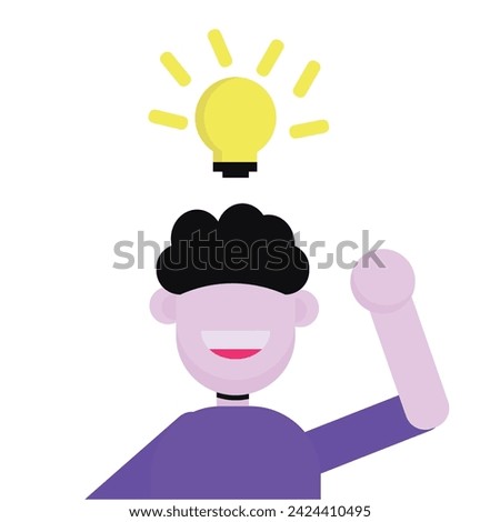 A vector illustration of someone getting a fresh idea with a joyful expression on their face