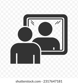 Vector illustration of someone mirrors icon in dark color and transparent background(PNG).