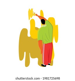 ilustración vectorial de alguien pintando que significa creatividad y color. se puede usar en diseños de interfaz de usuario, afiches y más.