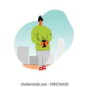 vector illustration of someone playing a gadget. can be used in UI designs, posters, and more.