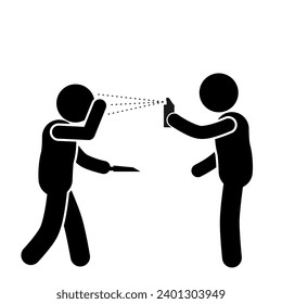 vector illustration of someone spraying pepper spray on a criminal

