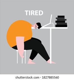 
Vector illustration of someone tired work