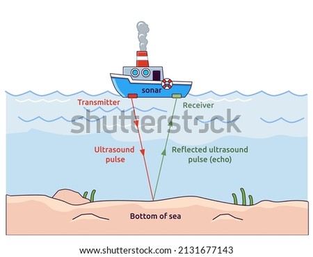 vector illustration of sonar (sound navigation and ranging)