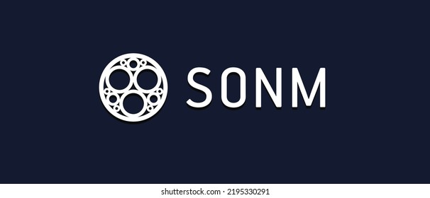 Vector illustration of SONM (BEP-20), SNM logo and Brand name text on isolated background.