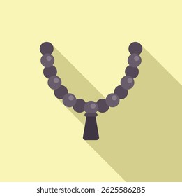 Vector illustration of a sophisticated dark beaded necklace with a stylish tassel on a pastel background
