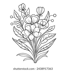 Vector illustration of a sophisticated floral outline icon, perfect for ornamental projects.