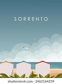 Vector illustration. Sorrento. Design for poster, card, cover, banner. Wall poster, notebook cover. Modern design. Beach, travel, nature.