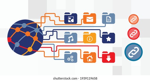 vector illustration of sorting data into files for machine learning and link building