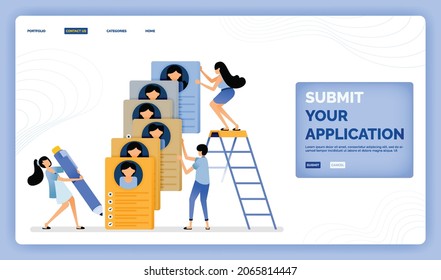 vector illustration of sorting job applicants resumes to take best criteria that profitable for the company. Design can be used for landing page, web, website, mobile apps, poster, flyer, ui ux