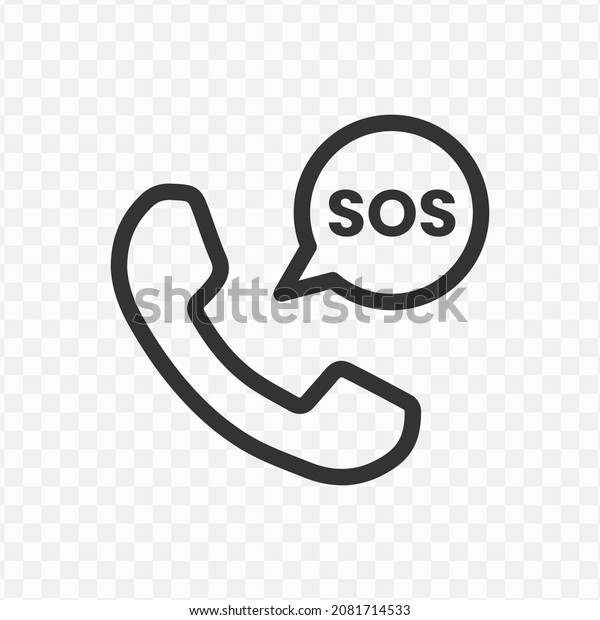 Vector Illustration Sos Phone Icon Dark Stock Vector (Royalty Free