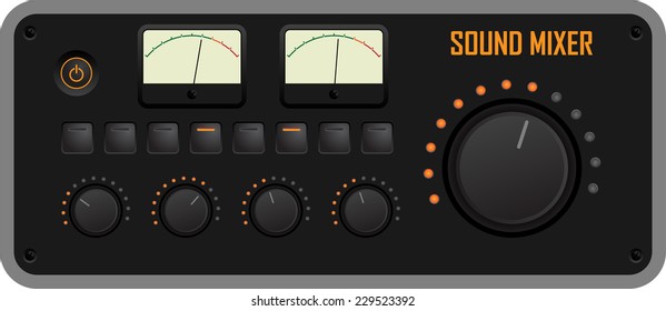 Vector illustration of a sound mixer control panel