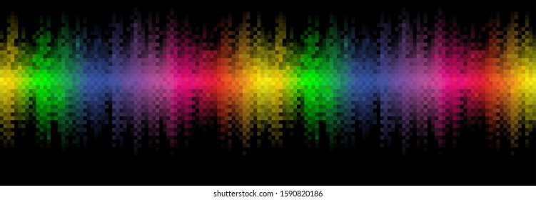 Vector illustration, Sound waves with pixel pattern. Seamless. EPS10.