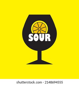 Vector illustration of sour taste in a glass