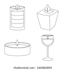 Vector illustration of source and ceremony sign. Set of source and fire stock vector illustration.
