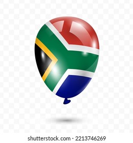 Vector illustration of South Africa country flag balloon on transparent background (PNG). Flying flag balloons for Independence Day celebrations.