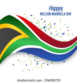 Vector illustration South Africa Flag for International Nelson Mandela Day.