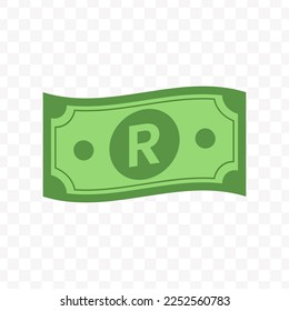 Vector illustration of South African Rands banknote in green color on transparent background (PNG).