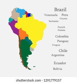 vector illustration of South America map