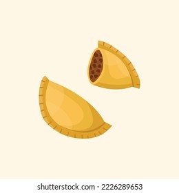 Vector illustration of a South American dish - empanadas. Kitchen for New Year and Christmas. Flat style.