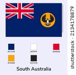 Vector Illustration of South Australia flag isolated on light blue background. Illustration South Australia flag with Color Codes. As close as possible to the original. vector eps10.
