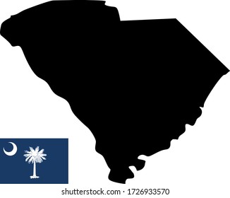 vector illustration of South Carolina map with flag
