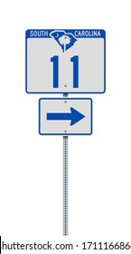 Vector illustration of the South Carolina State Highway road sign on metallic post