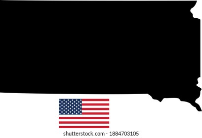 vector illustration of South Dakota map with American flag