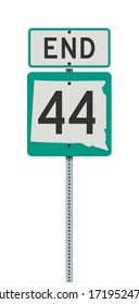 Vector illustration of the South Dakota State Highway 44 and End road signs on metallic post