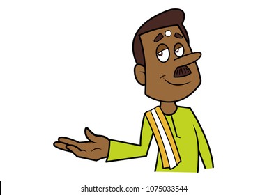 A Vector Illustration Of A South Indian Man Talking .