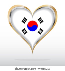 Vector illustration of South Korea Flag in Golden Heart